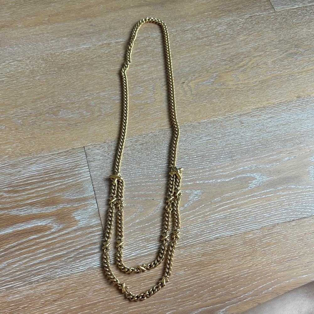 Vintage Gold Double Strand Chain Necklace